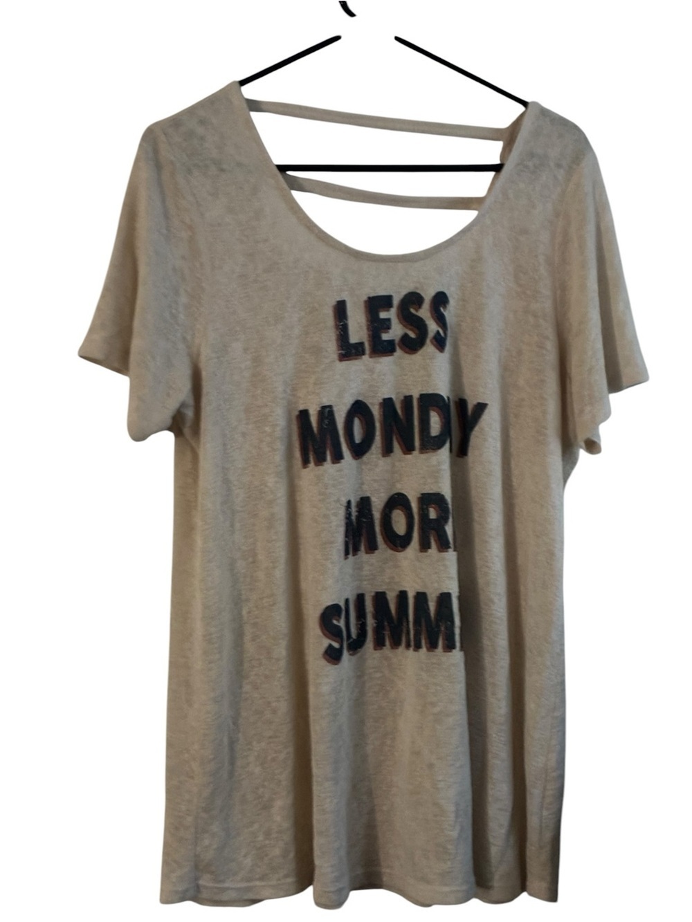 Avenue Cream Short-Sleeve Tee with Strappy Back and Navy Graphic